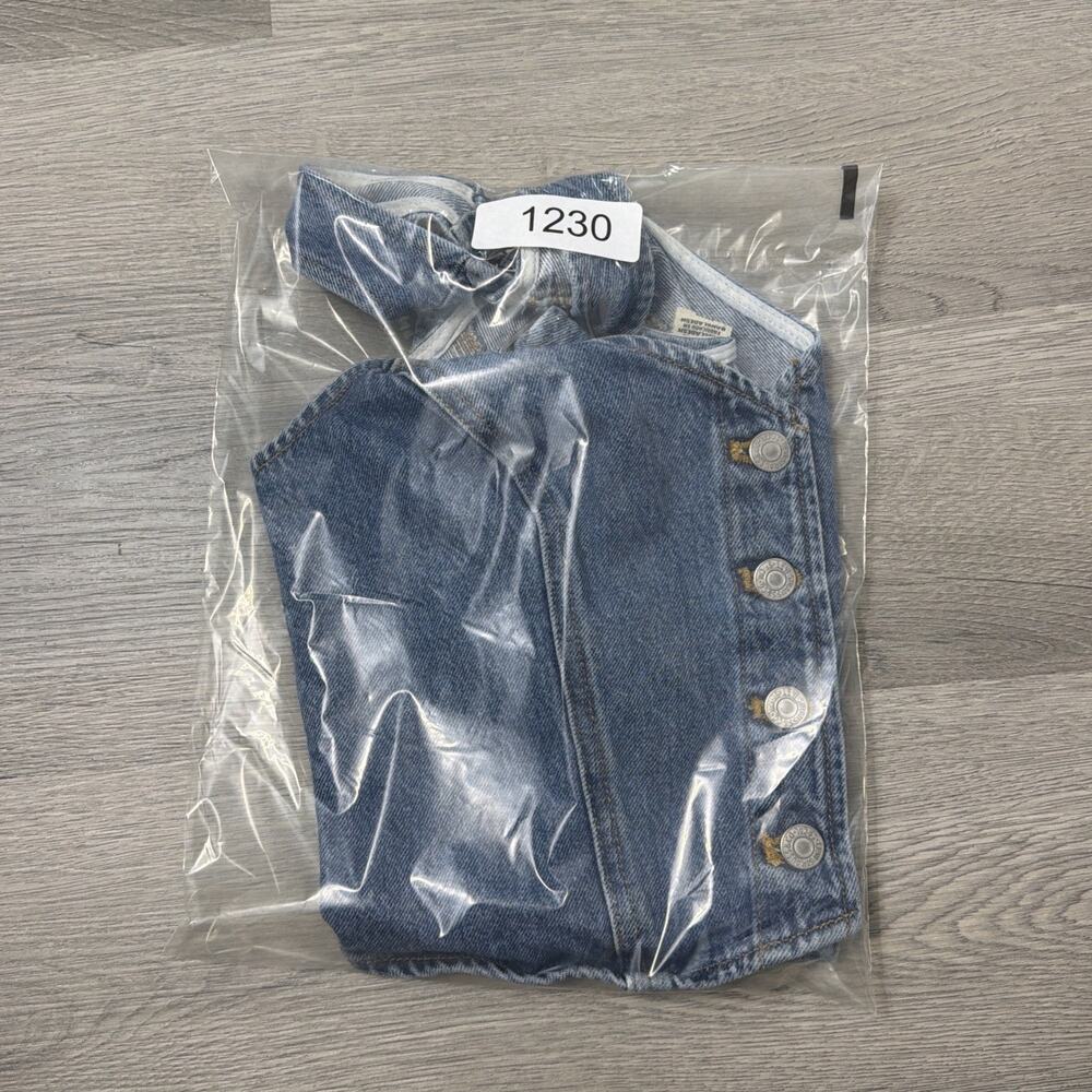 Levi's Denim Crop Top Corset Vest Y2K Jean Charlie Tank Button Up Size Small - Picture 9 of 9